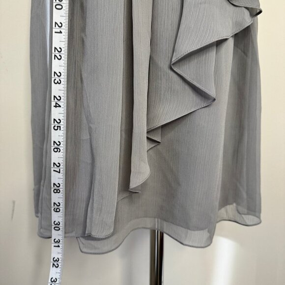NWT David's Bridal F14847 Short Crinkle Chiffon Dress Front Cascade Mercury 10 - Picture 7 of 14